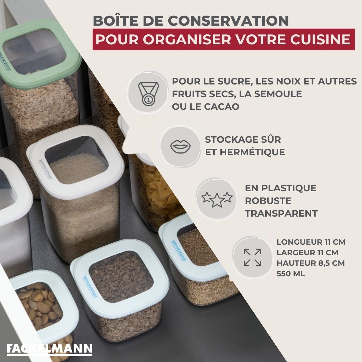 Boite à Provisions 0,55 Litre STORAGE blanc, FACKELMANN