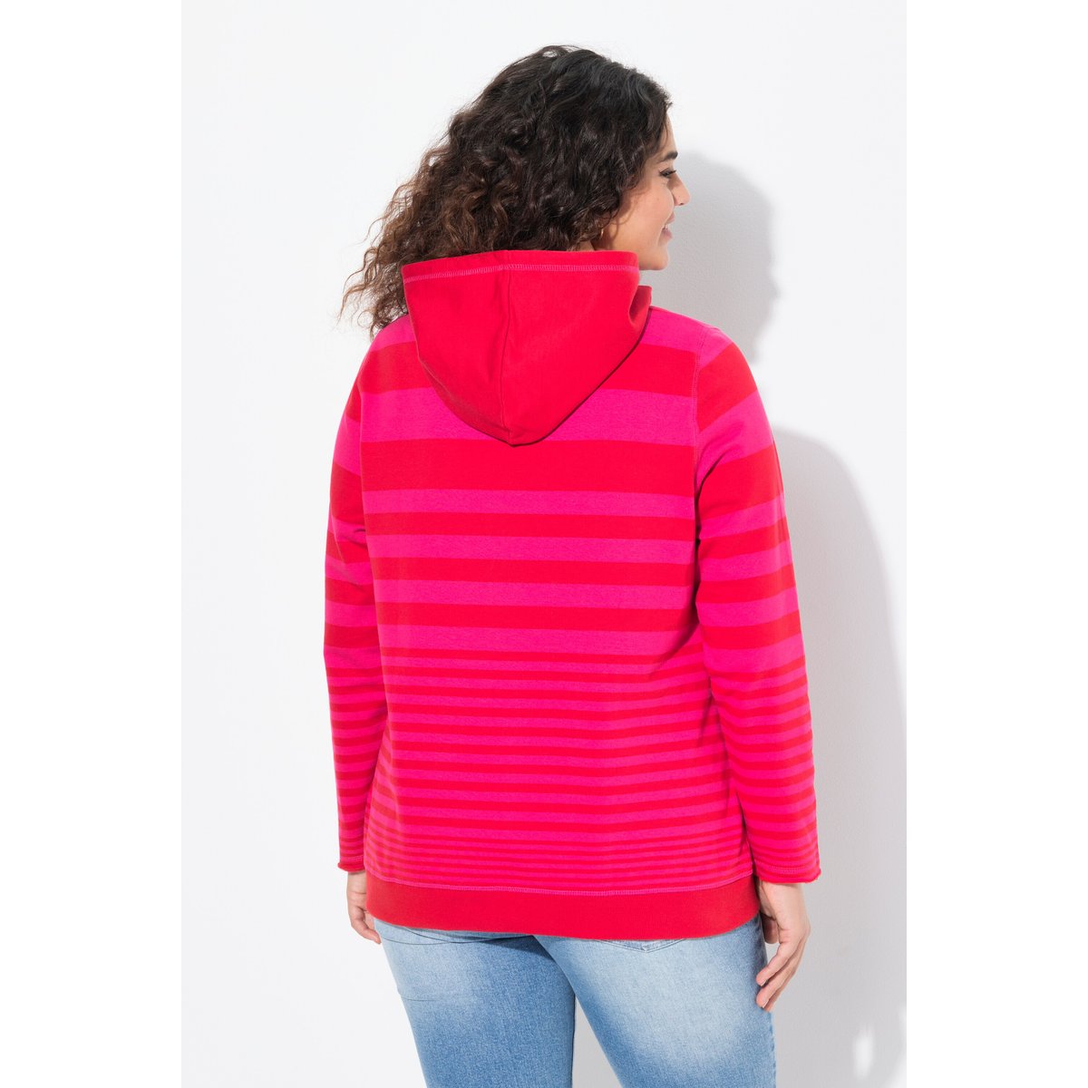 Sweat à capuche rayé. Manches longues et litchi, ULLA POPKEN