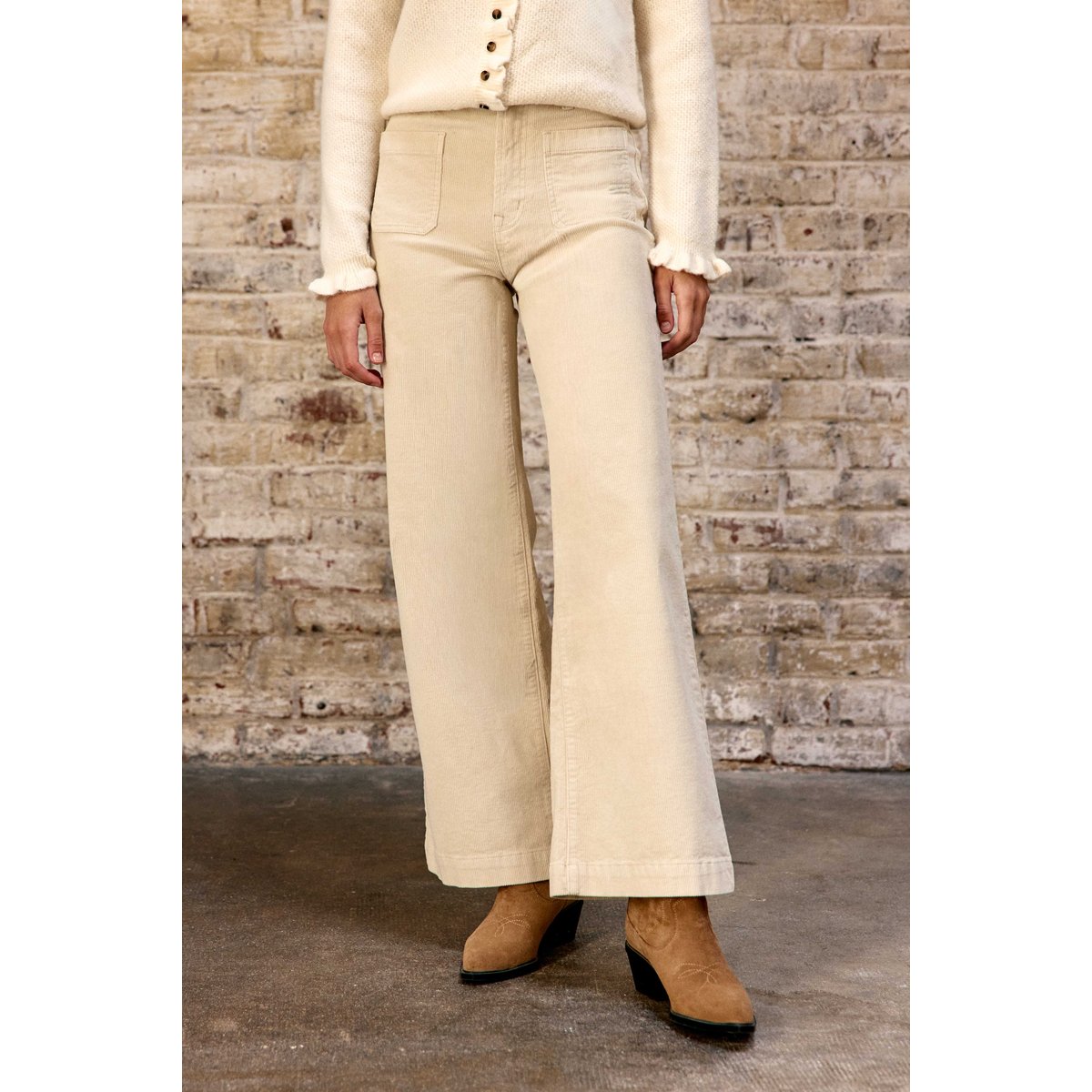 Pantalon loose, large uni ATLANTY 11-ecru, LA PETITE ETOILE