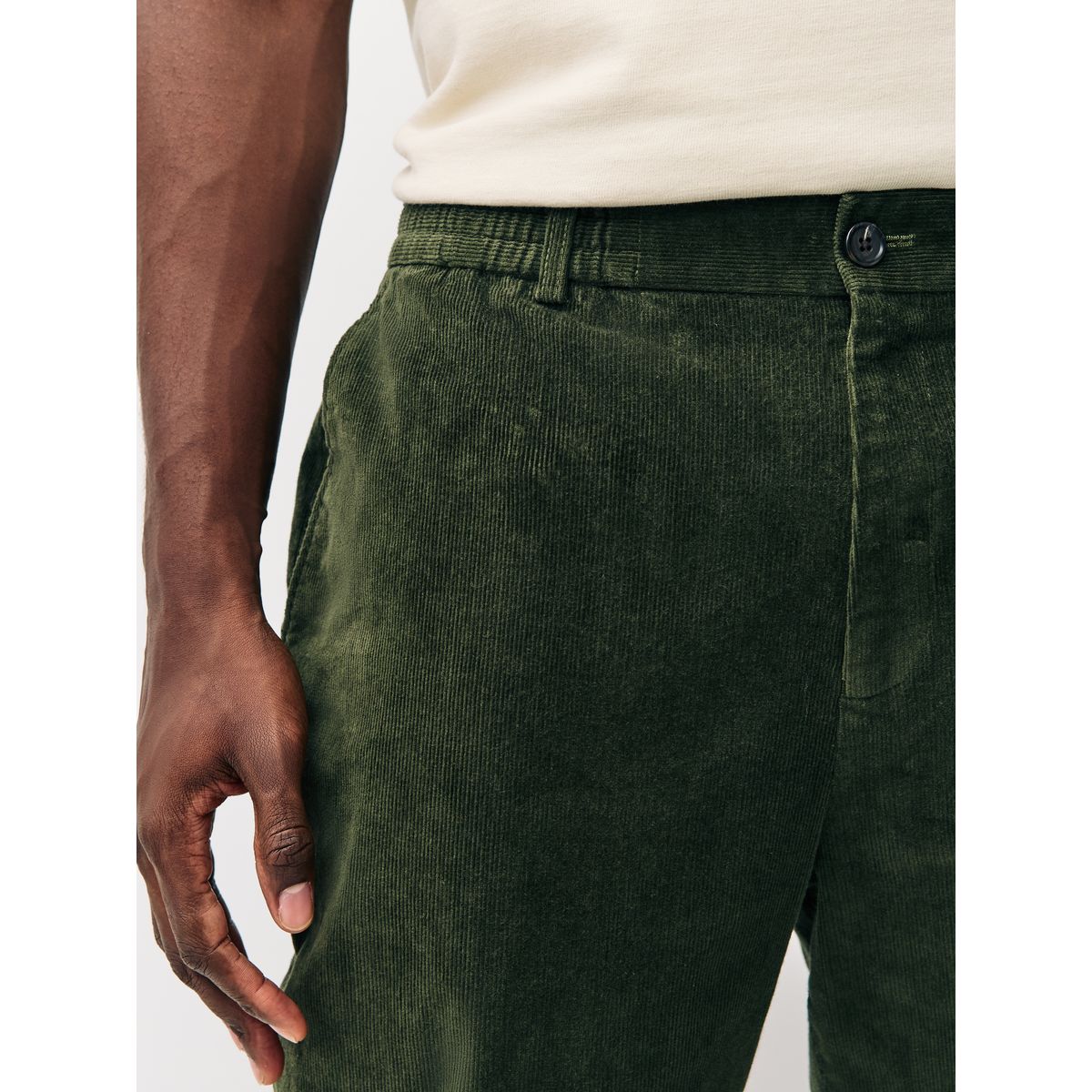 Pantalon regular habillé en velours côtelé vert kaki, NEXT
