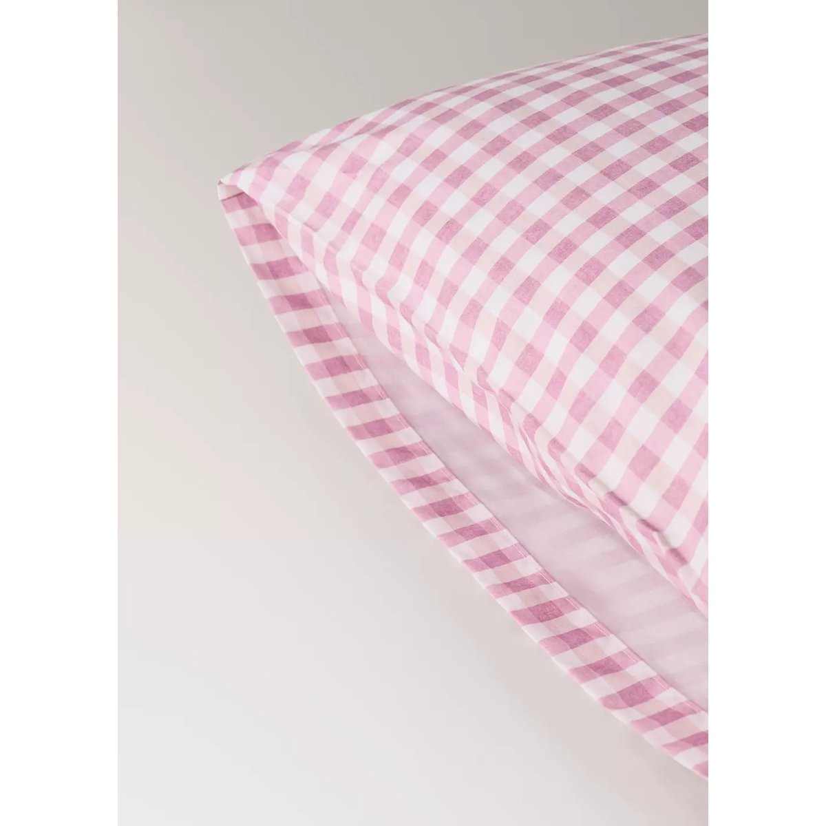 Taie d'oreiller coton carreaux vichy 60x60 cm rose, MANGO HOME