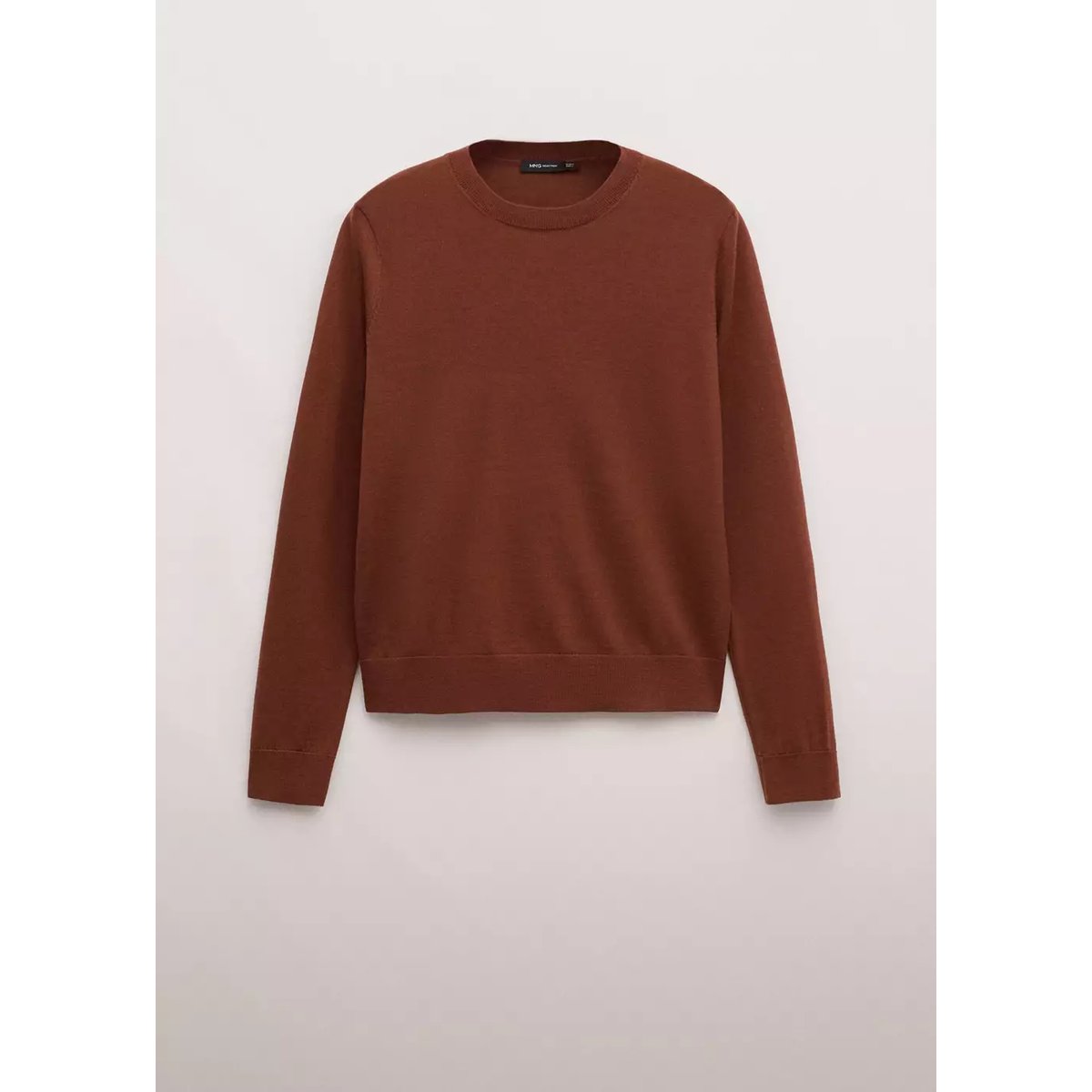 Pull-over 100 % laine col rond rouge-orangé, MANGO