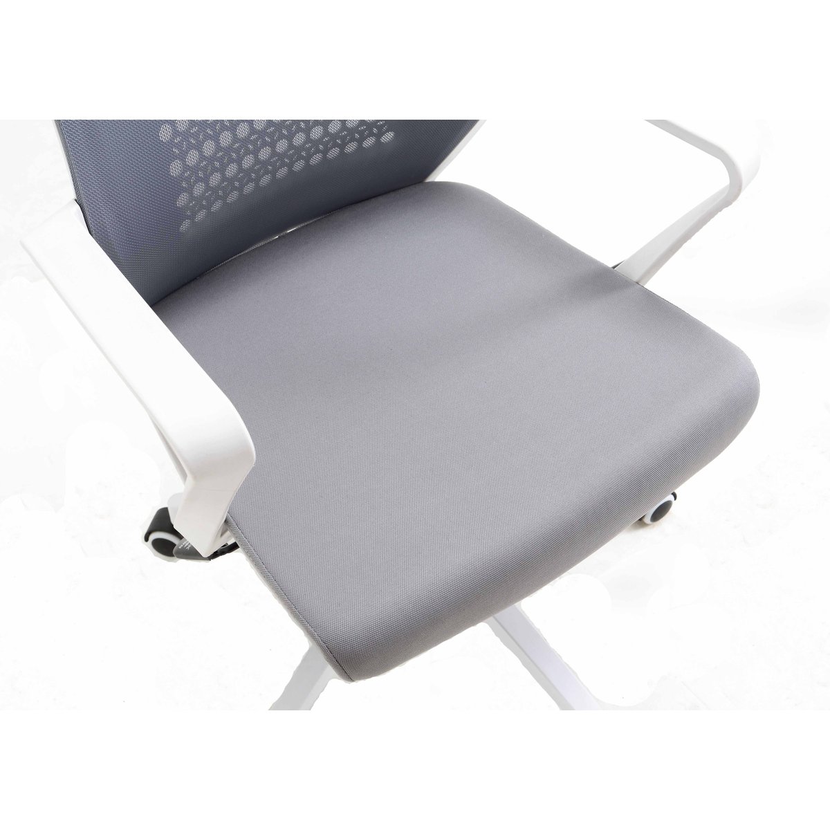 Fauteuil de bureau à roulettes en tissu, LUCA gris-blanc, HISPANOHOGAR