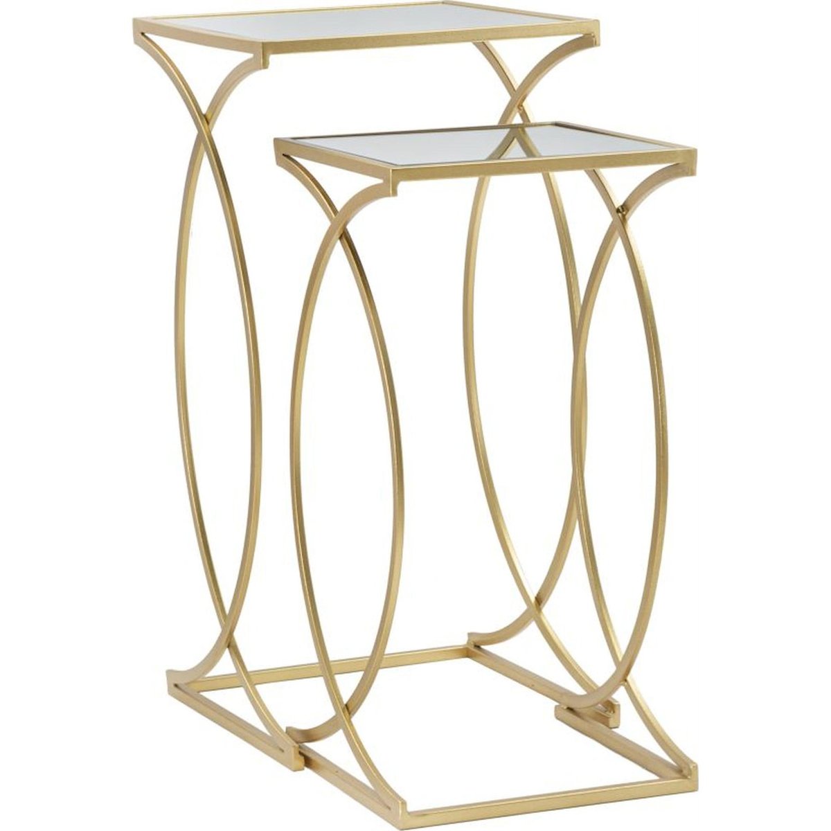 Lot de 2 bouts de canapé plateau miroir GLAM doré, RECOLLECTION