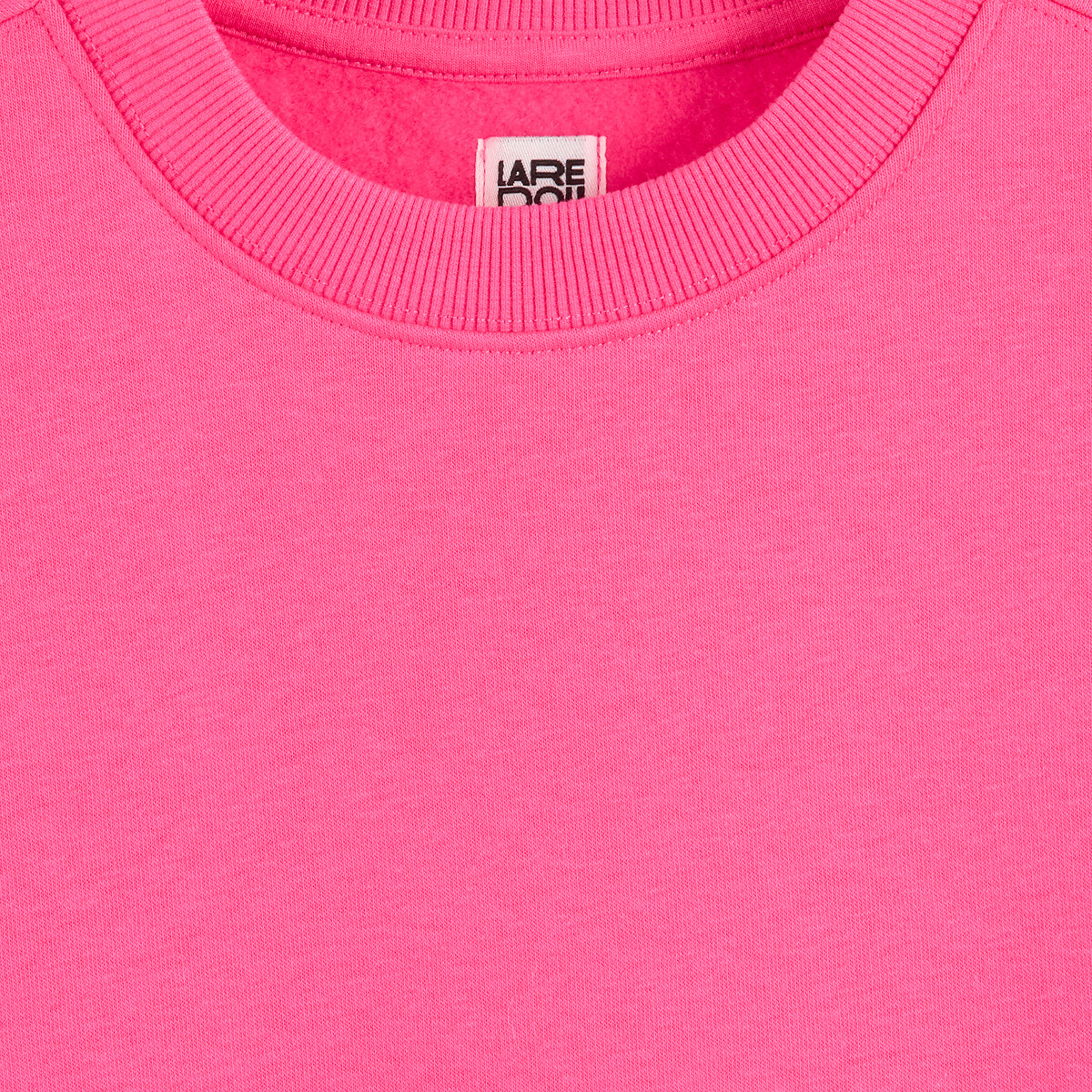 Sweat col rond, en molleton rose, LA REDOUTE COLLECTIONS