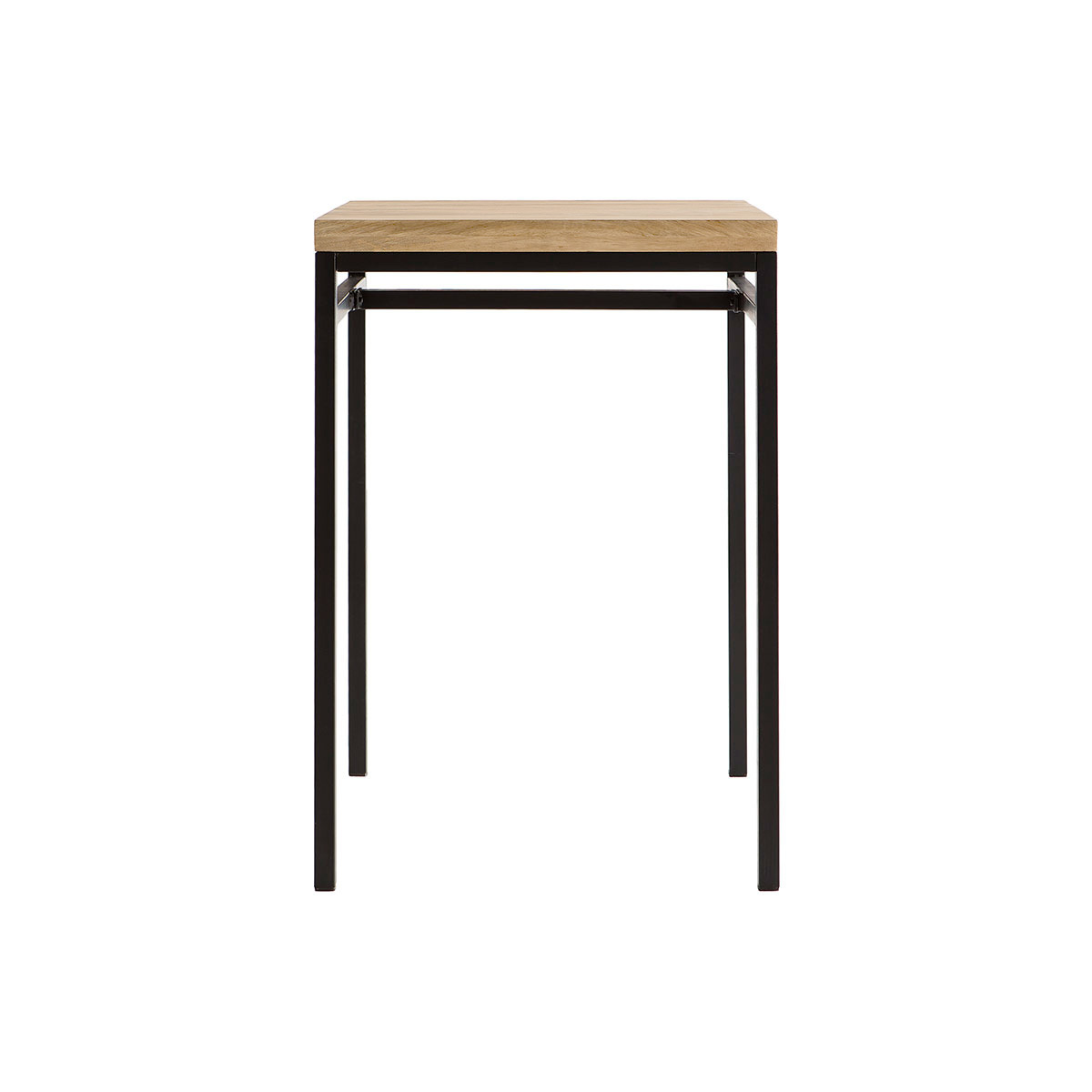 Table haute carrée en manguier massif et métal noir L70 cm YPSTER bois clair / noir, MILIBOO