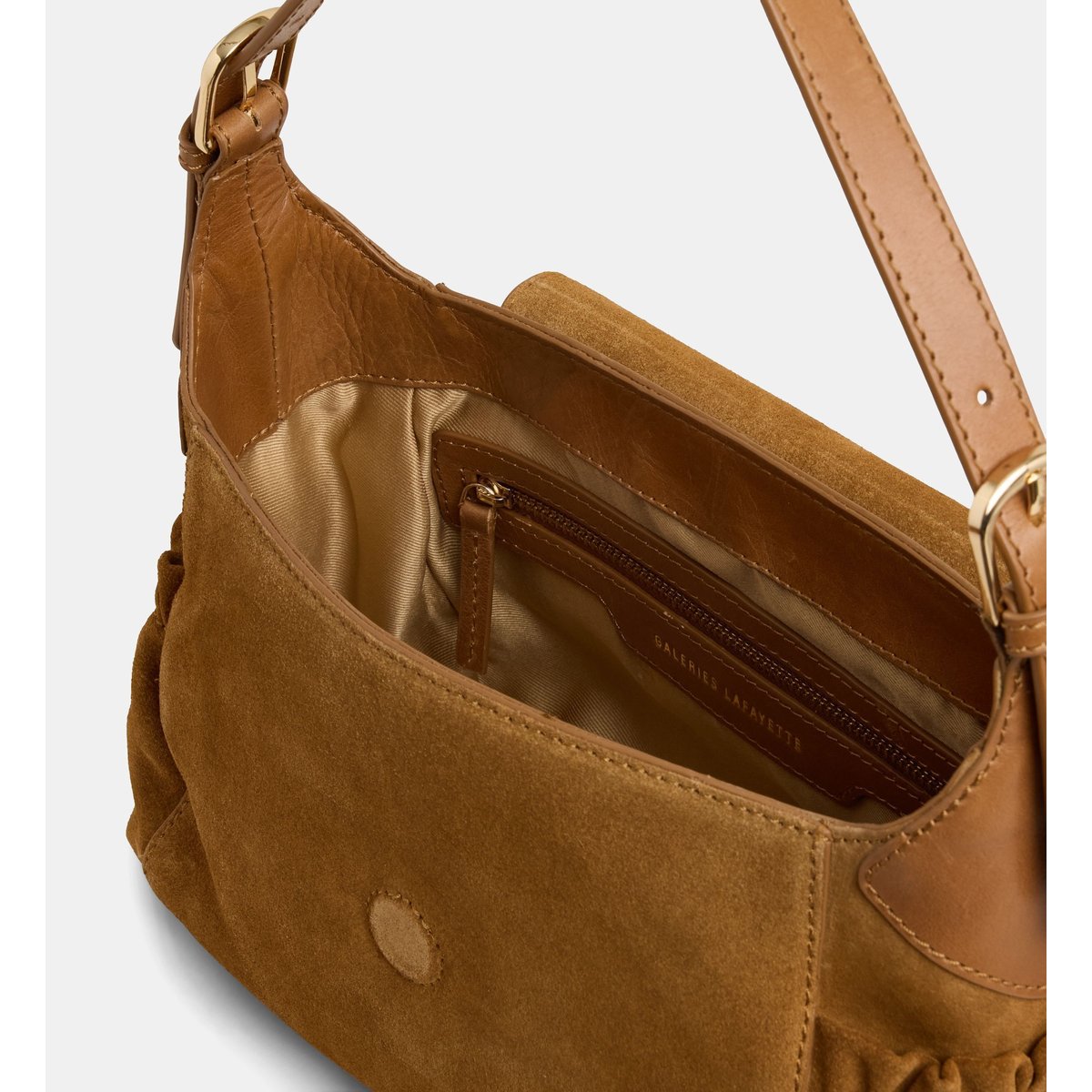 Sac à main suzanne cuir suédé camel, GALERIES LAFAYETTE