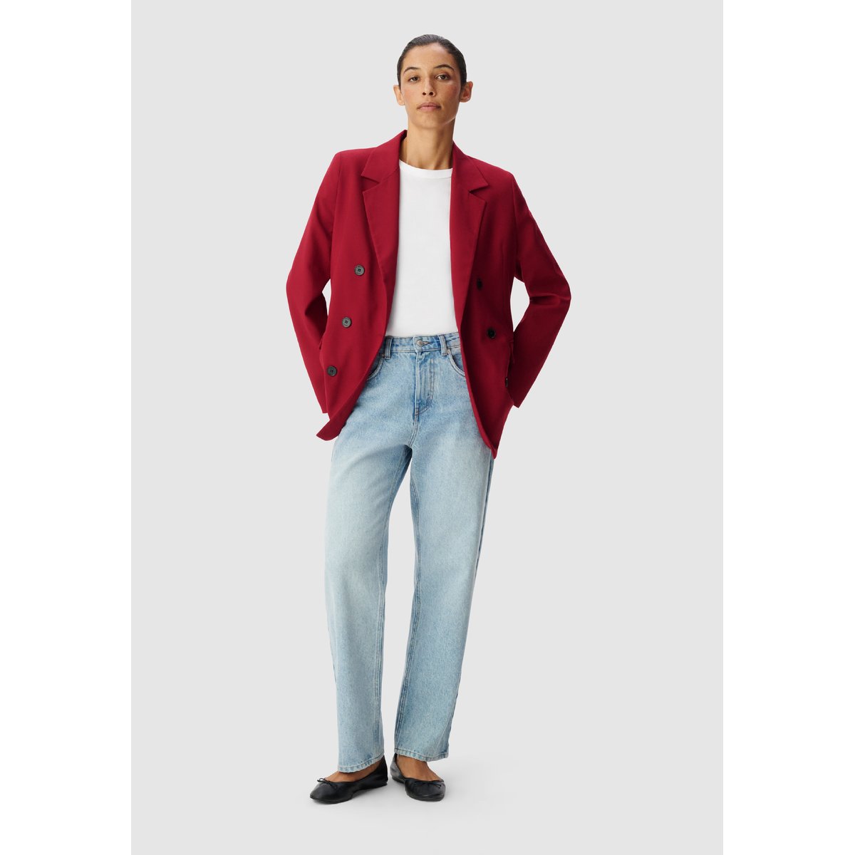 Veste de tailleur boutonnage croisé rouge foncé, IKKS