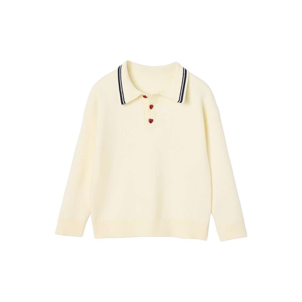 Pull polo manches longues écru, VERTBAUDET