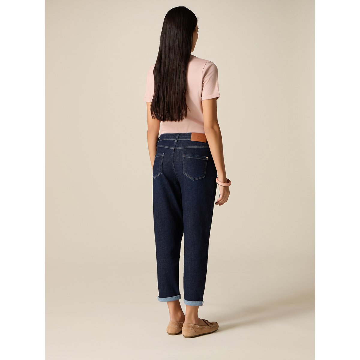 Jean boyslim avec revers bleu, OLTRE