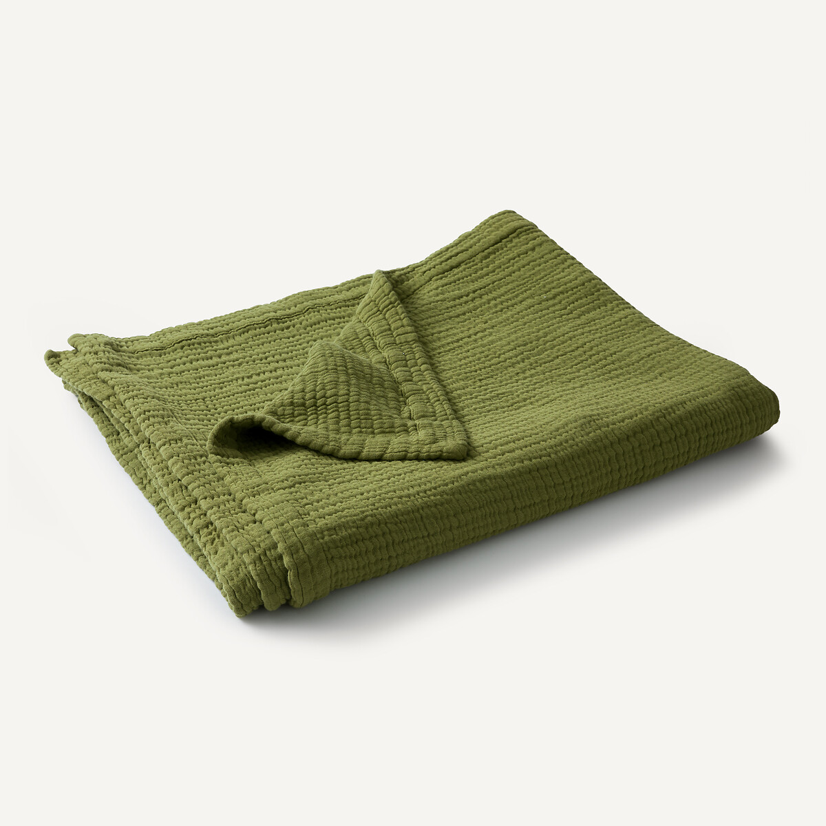 Plaid en gaze de coton, YAFA vert mousse, AM.PM