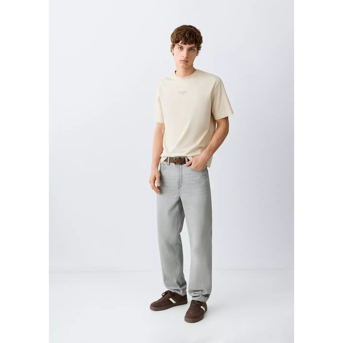 Jean regular-fit gris denim, MANGO TEEN