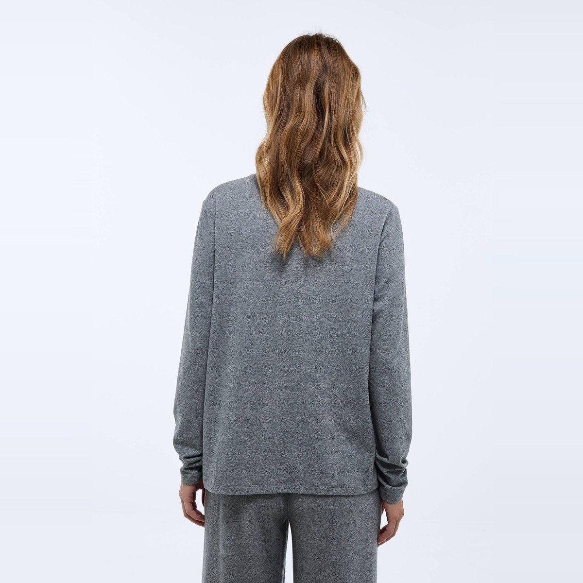 T-shirt uni en coton et modal anthracite, MONOPRIX