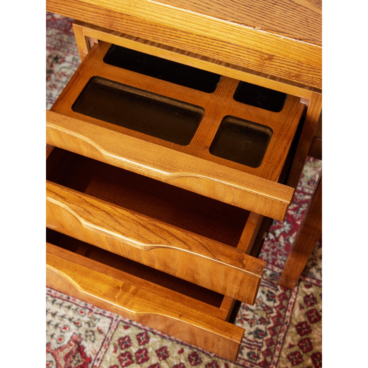 Bureau en chêne scandinave Yvan N°542 - Bon état bois clair, DEBONGOUT