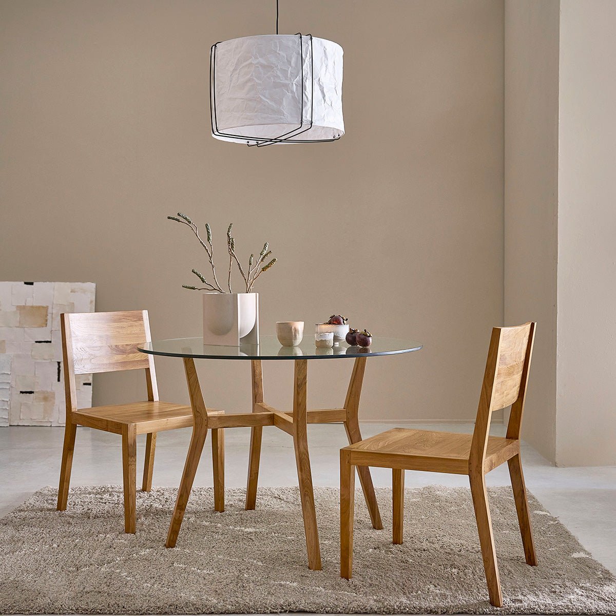 Table en teck massif et verre 4 pers. TRISTAN naturel, BERAH GETAH