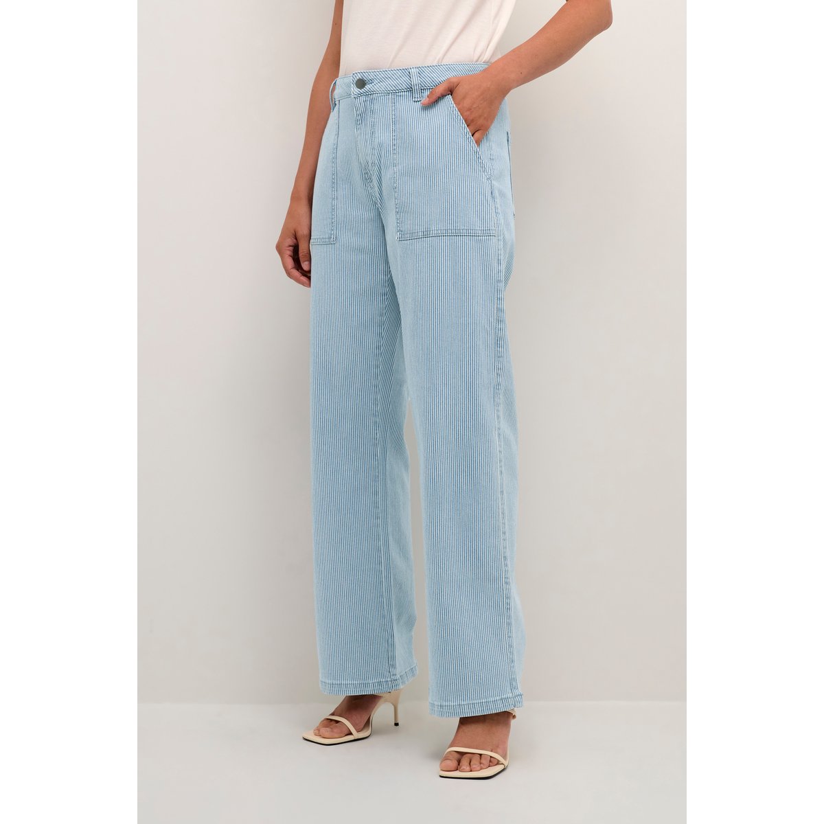 Casual pants bleu/blanc rayures, CULTURE