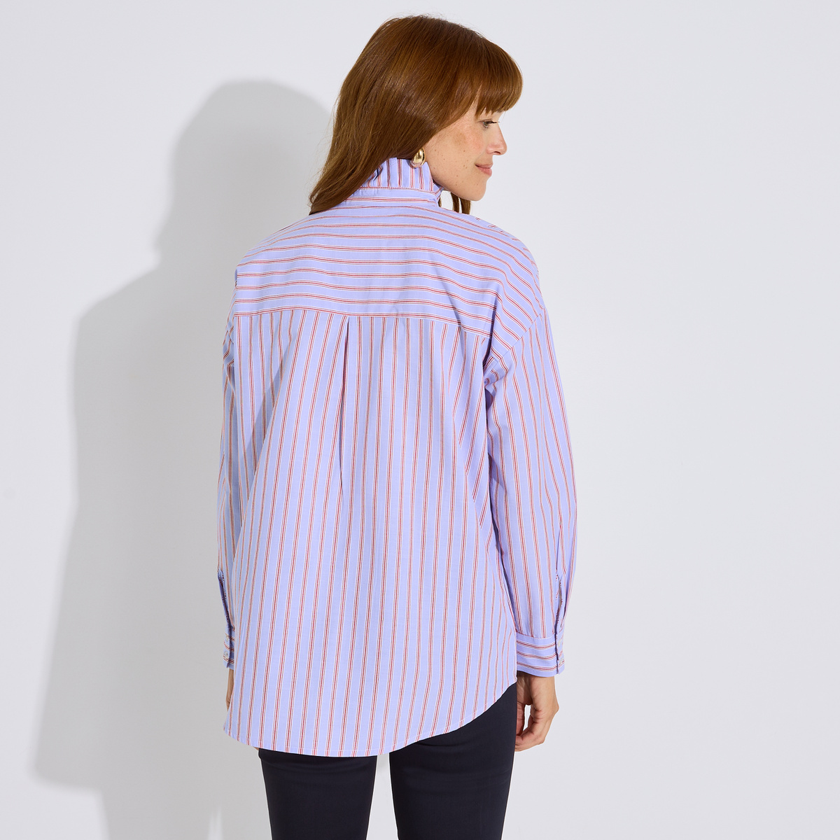 Chemise rayée à broderie chien bleu, GRAIN DE MALICE