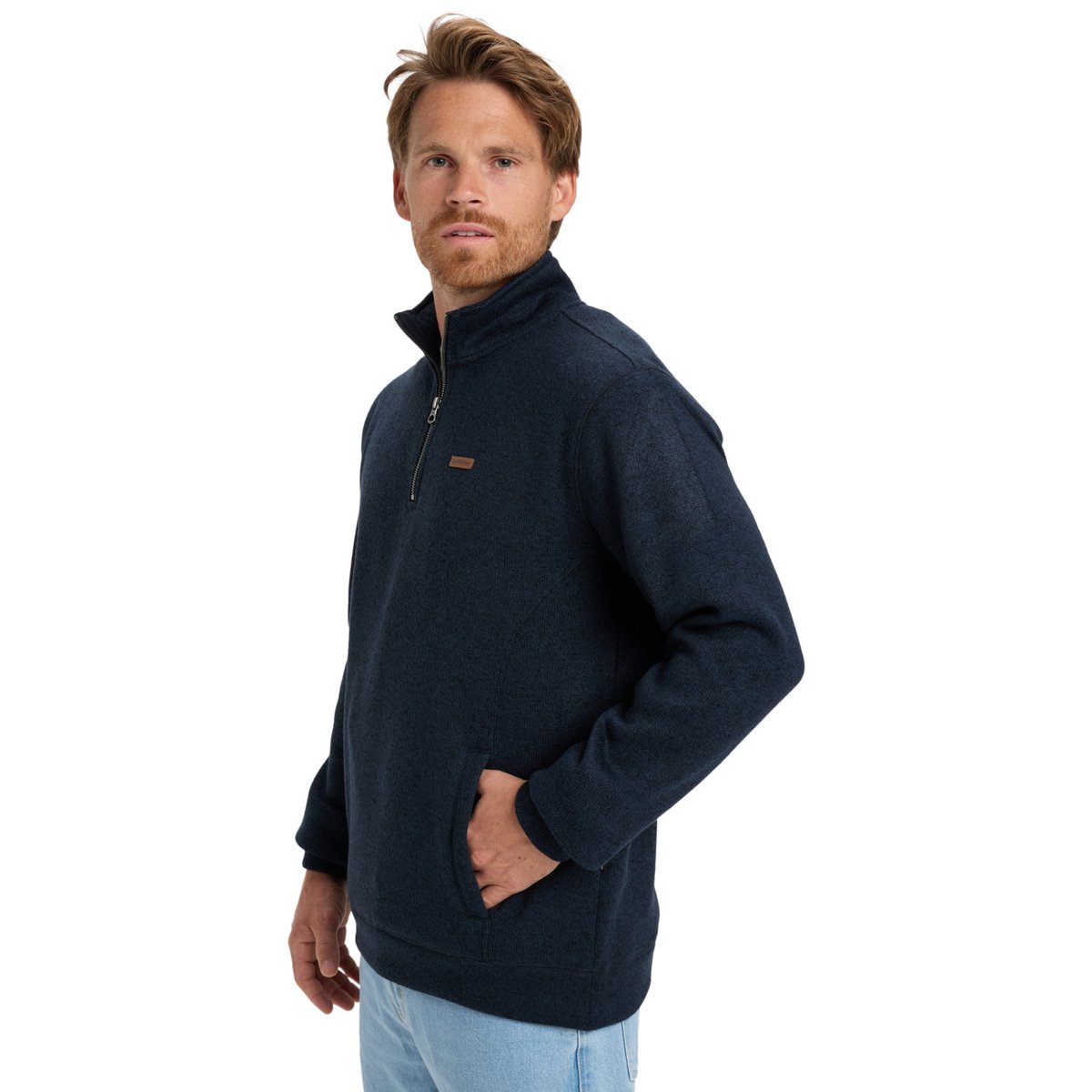 Haut en polaire KELLER 1/4 ZIP bleu dark navy heather, QUIKSILVER