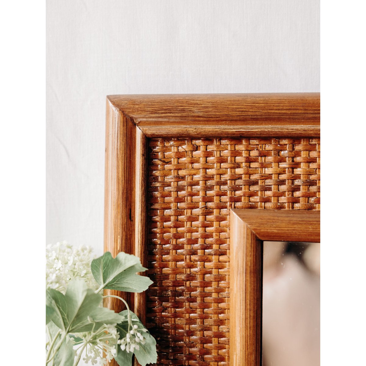 Grand miroir en rotin Georges N°978 - Bon état beige, DEBONGOUT