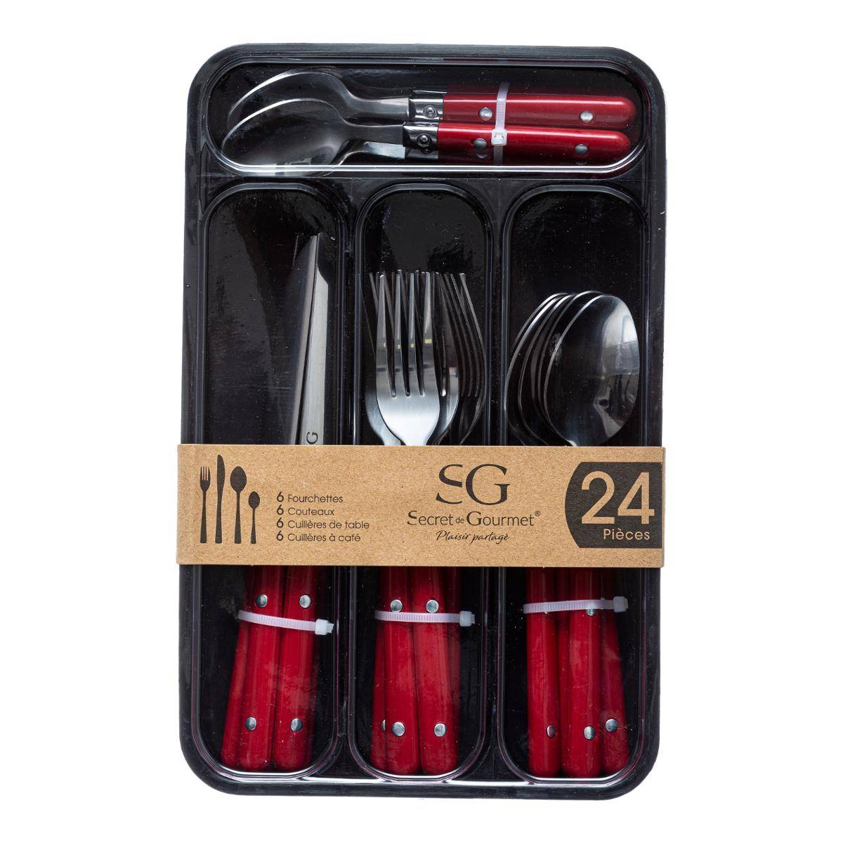 Ménagère 24 pièces en acier inoxydable BISTROT gris, SECRET DE GOURMET