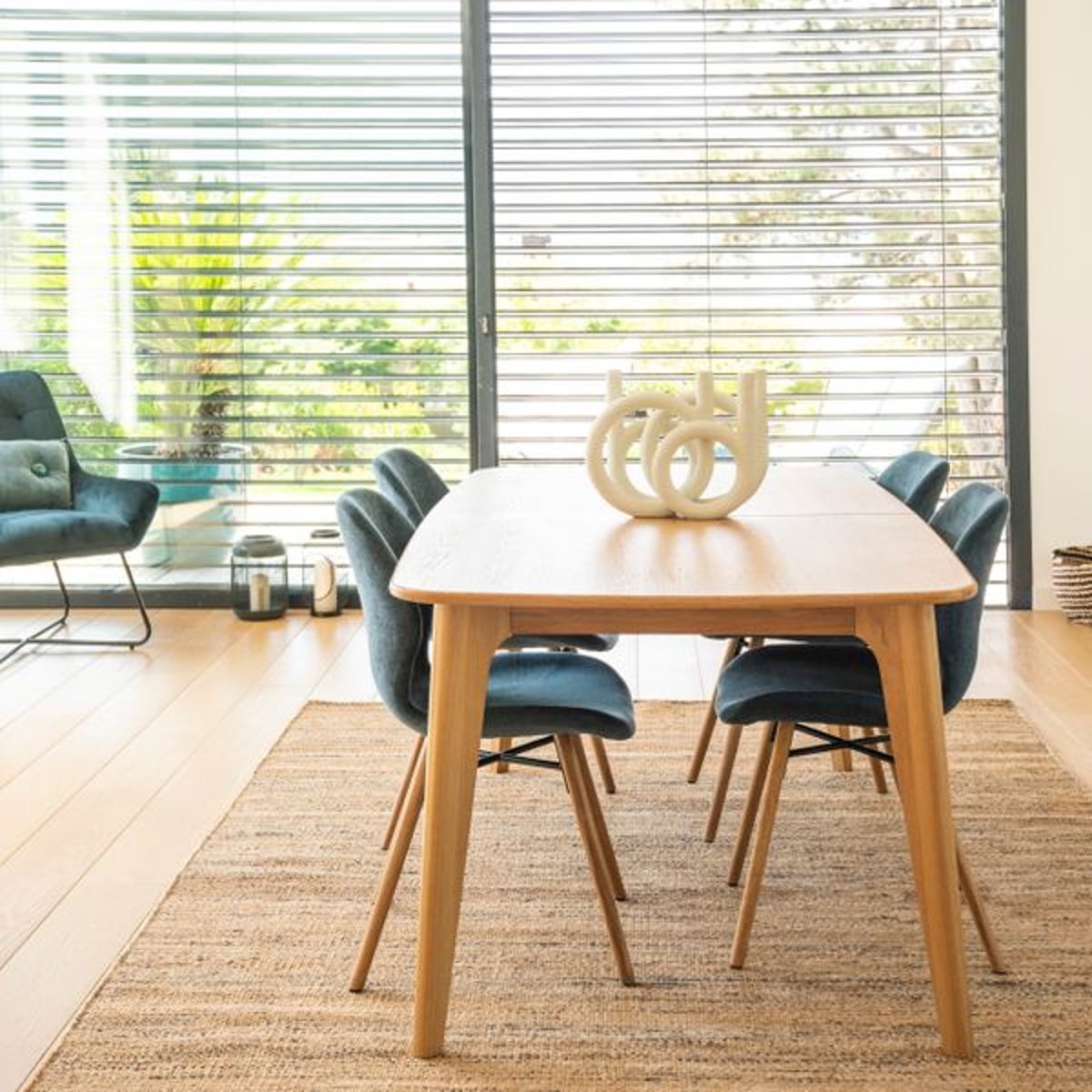 Table repas 180cm allonge intégrée chêne naturel, ZAGO