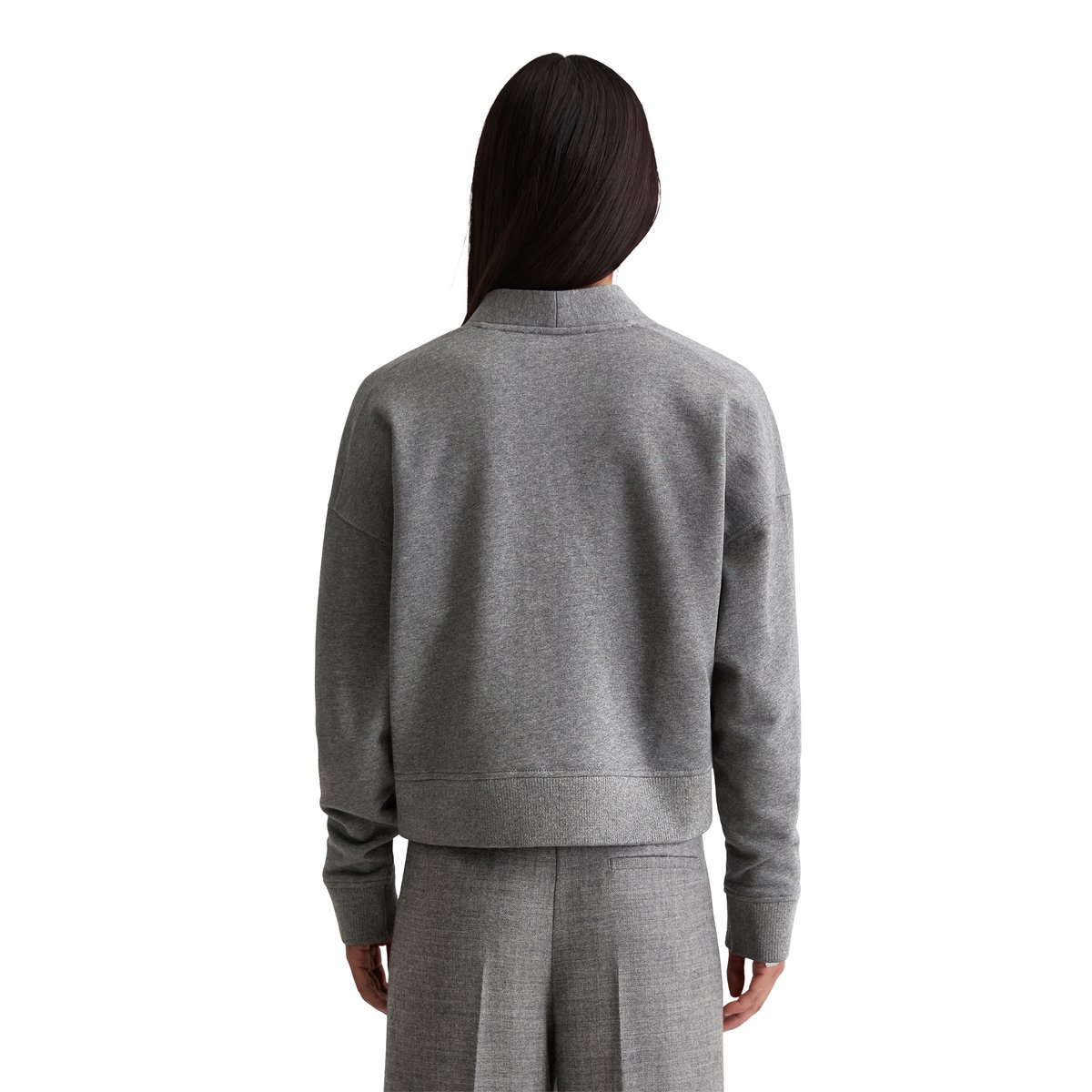 Sweat-Cardigan relaxed avec poignet en tricot côtelé gris, MARC O'POLO