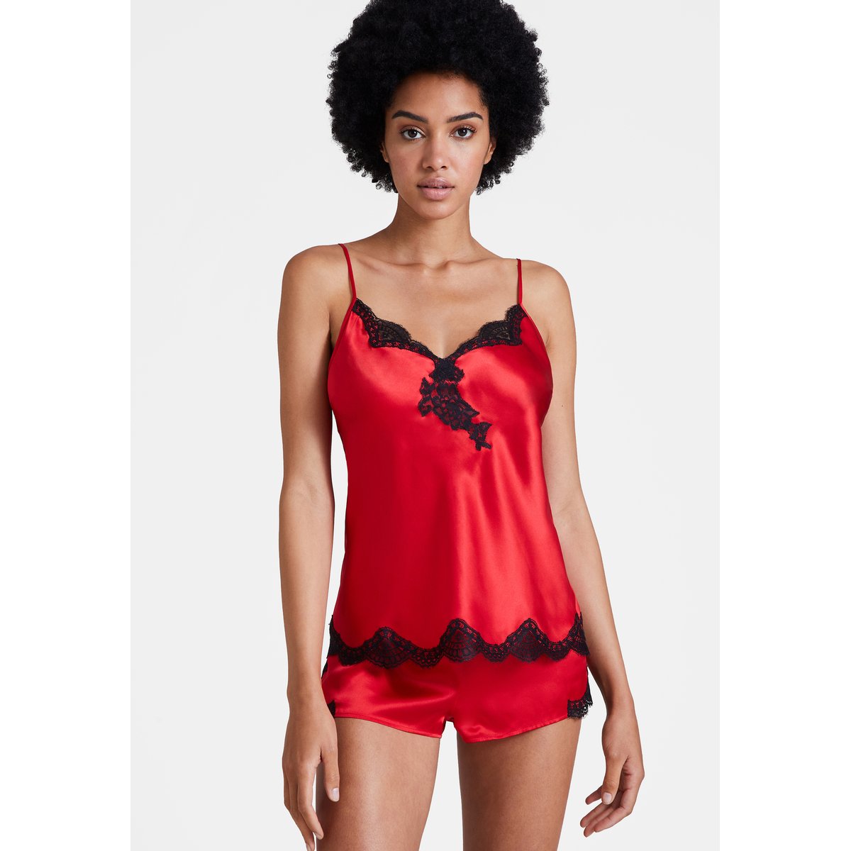 Top en soie fines bretelles Toi mon Amour rouge, AUBADE