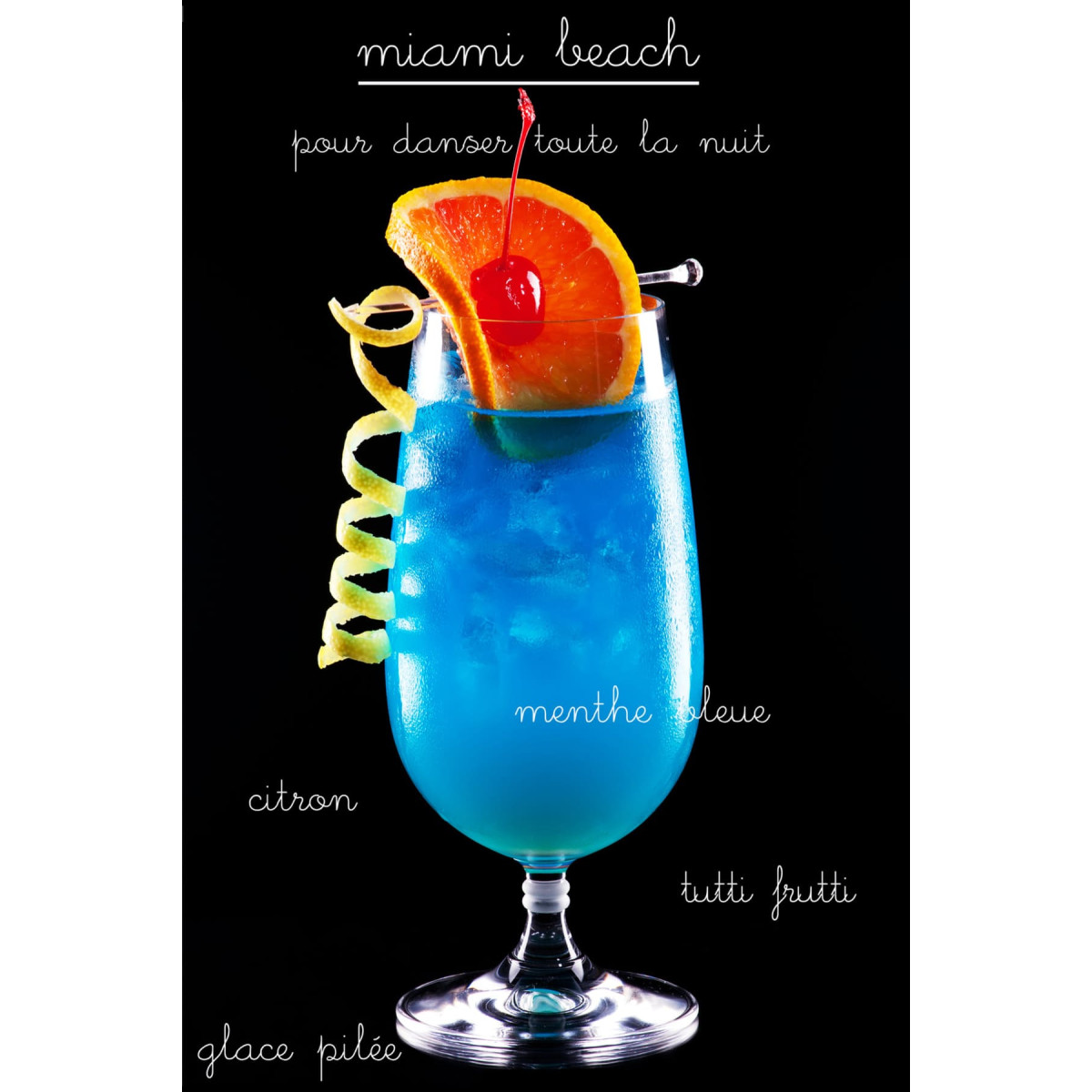 Tableau Sur Verre Cocktail Miami 30x45 Cm COCKTAIL tableau en verre, CEANOTHE