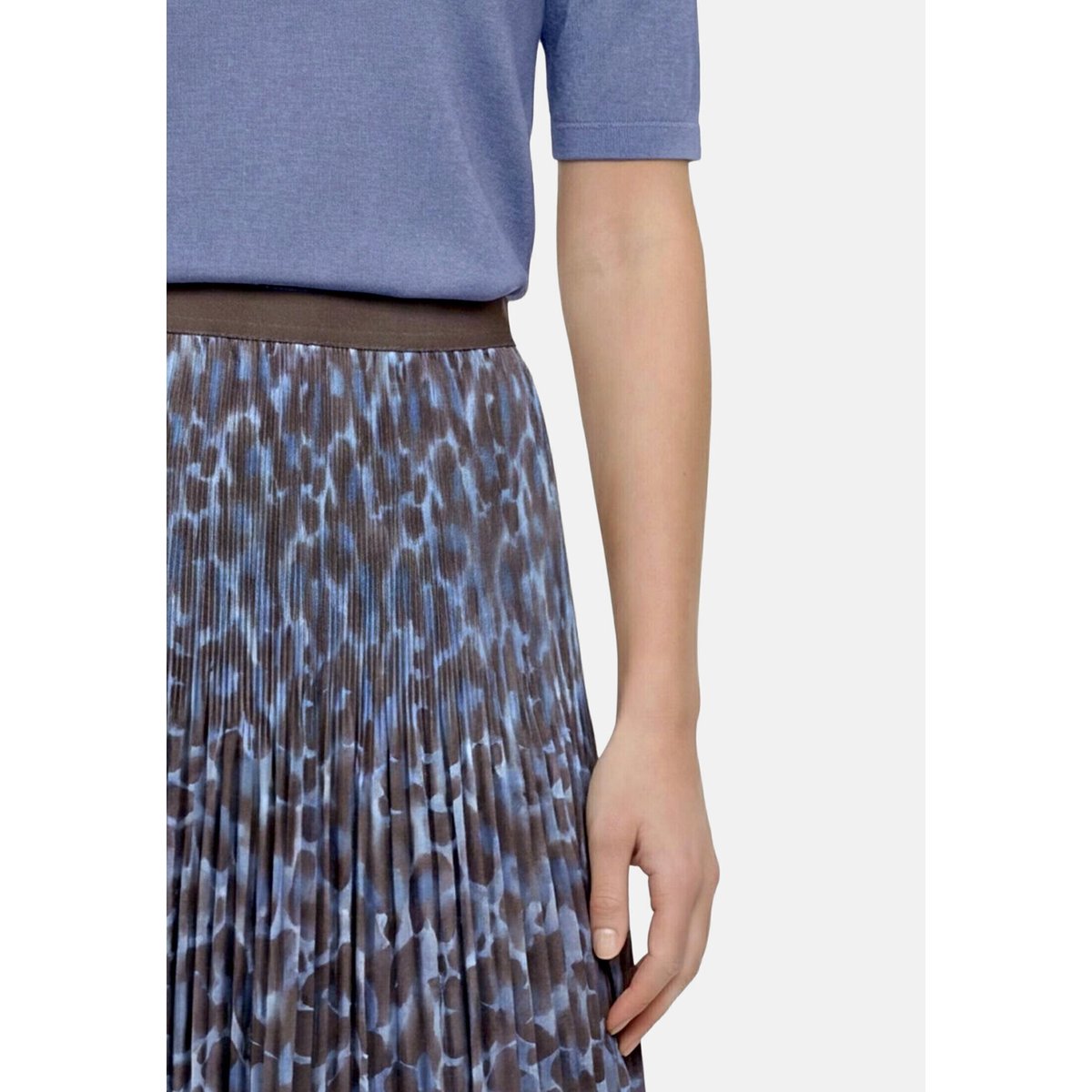 Jupe plissée à élastique bleu/marron, BETTY BARCLAY