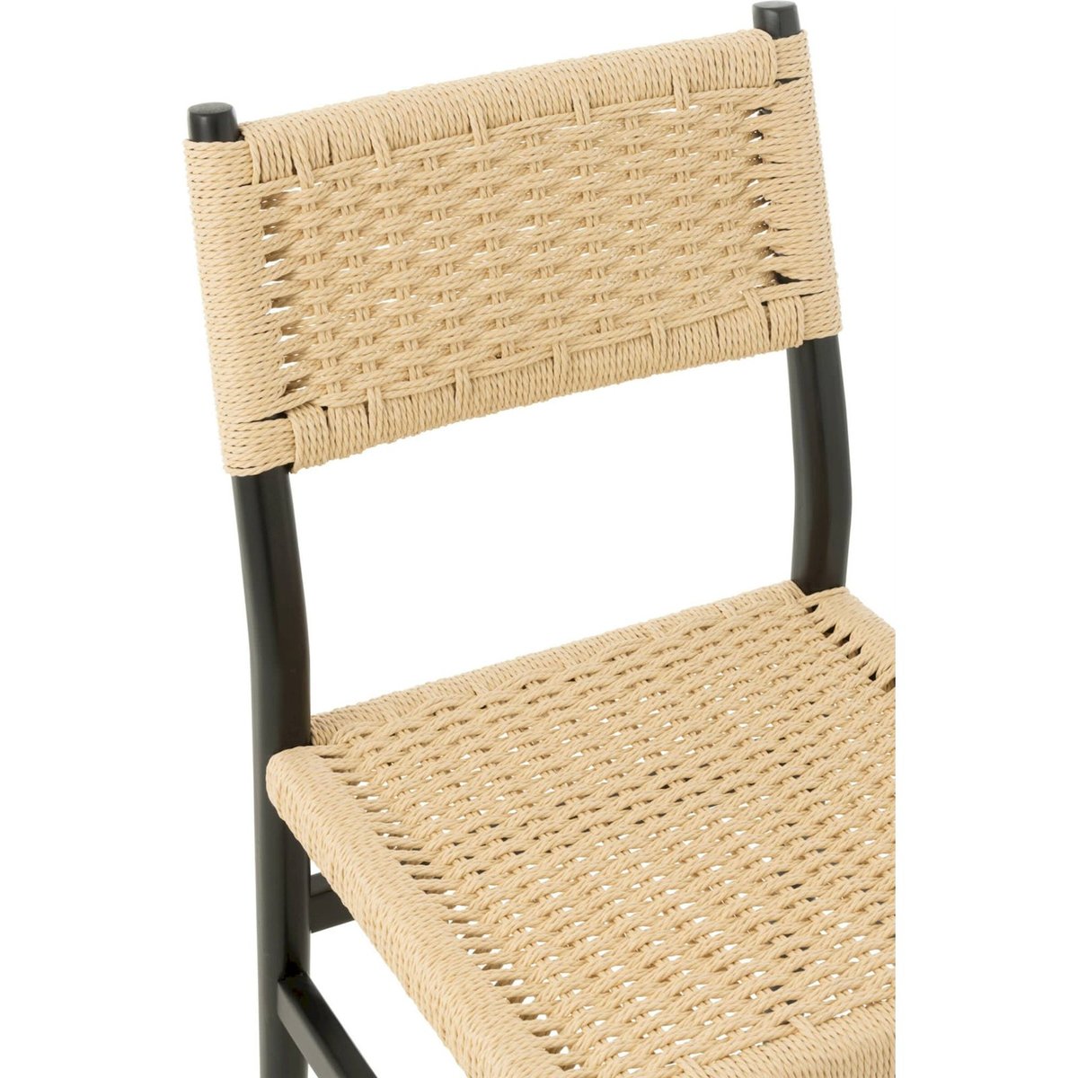 Chaise en hêtre et corde tressée noir et naturel, RECOLLECTION