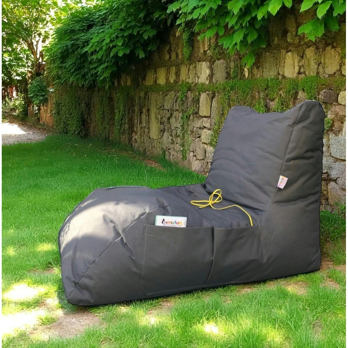 Bain de soleil / Pouf XXL en tissu ARTA gris, PIER IMPORT