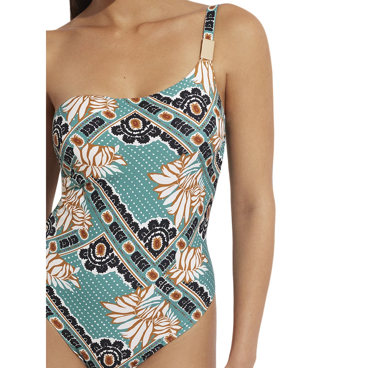 Maillot de bain une pièce armaturé asymétrique Bari vert, SELMARK MARE
