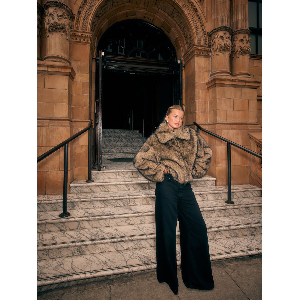 Veste zippée en imitation fourrure naturel, NEXT