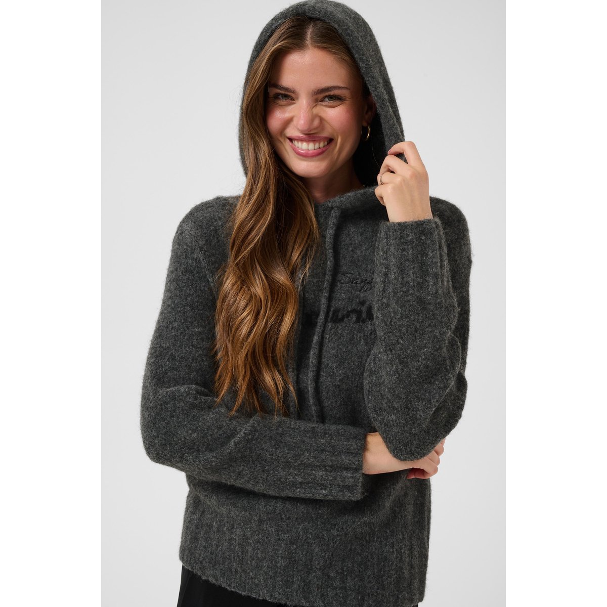 Pullover tricoté gris grey melange, CREAM