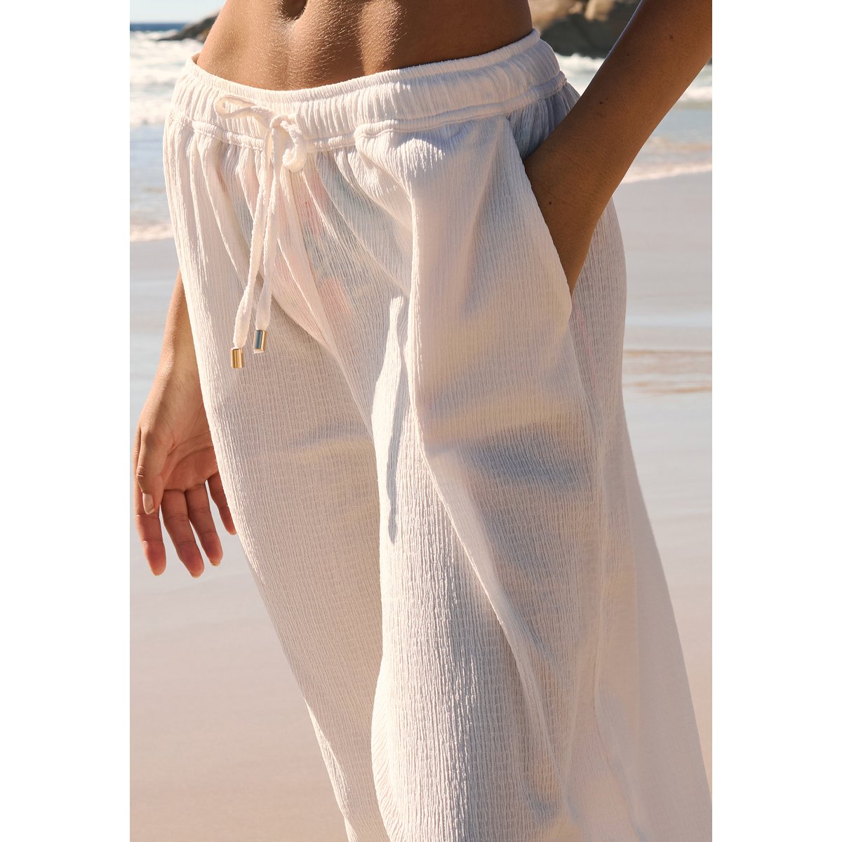 Pantalon fluide élastiqué KRIS B blanc, ETAM