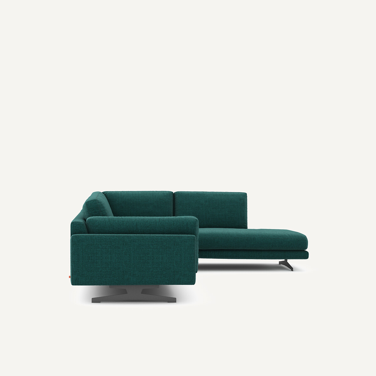 Ecksofa mit Chaiselongue, aus meliertem Stoff, CÉSAR dunkelgrün, AM.PM