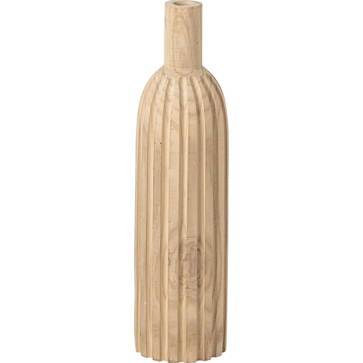 Vase bouteille en bois de paulownia strié naturel, RECOLLECTION