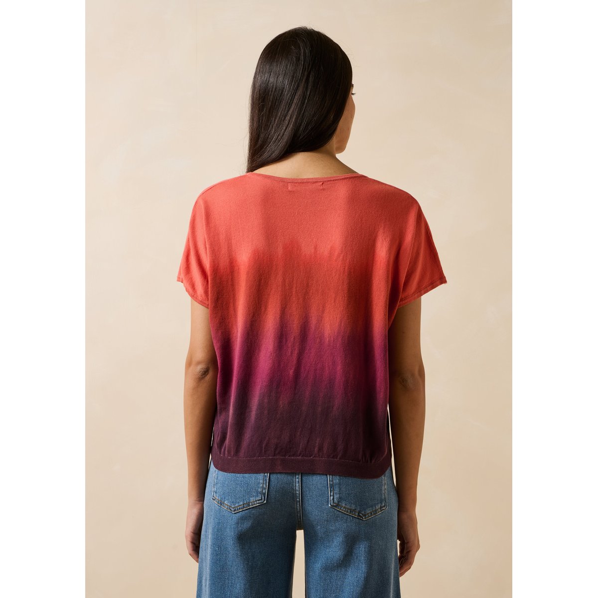 Pull manches courtes en coton biologique imprimé vin/lipstick, LA FEE MARABOUTEE