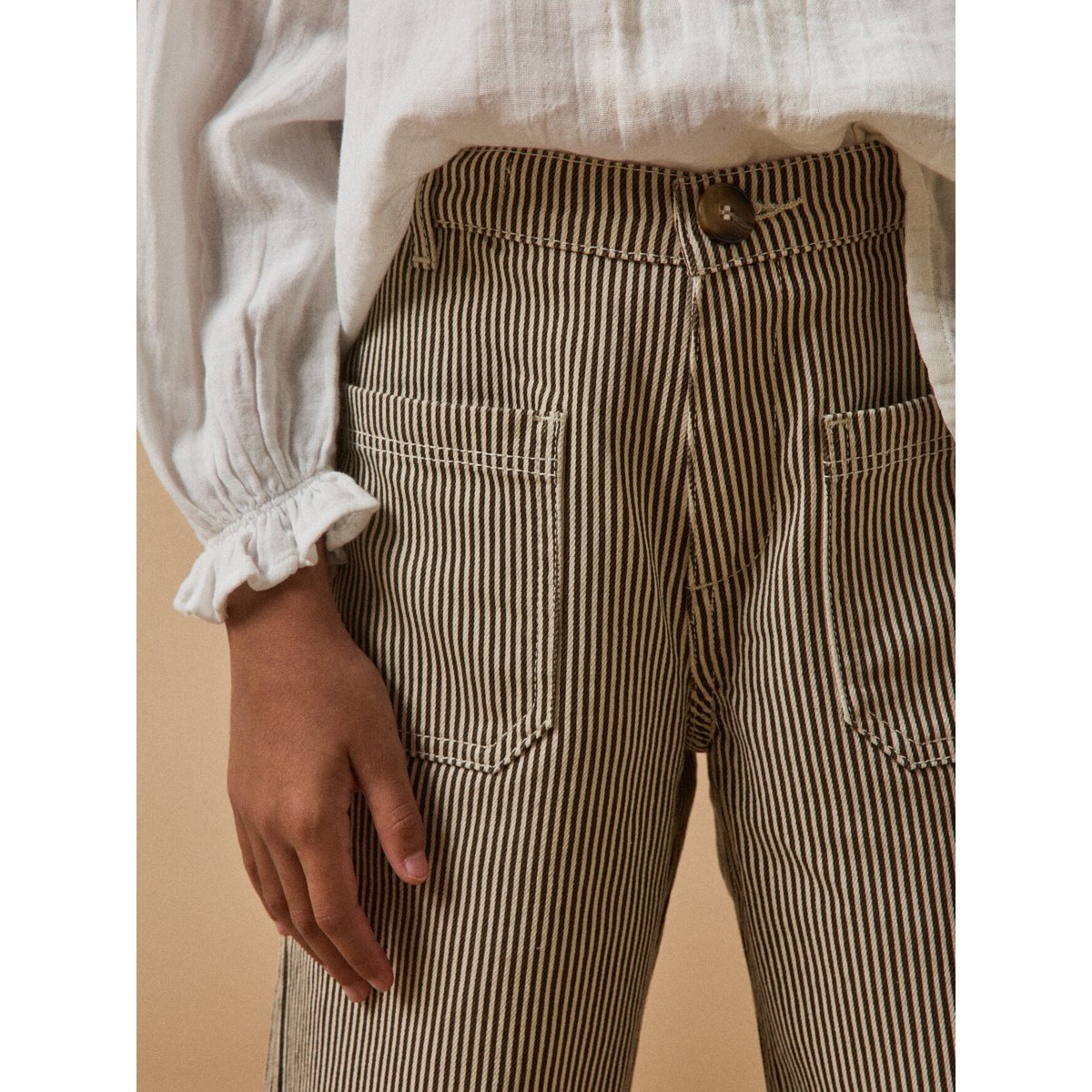 Pantalon droit rayé rayure marron, CYRILLUS