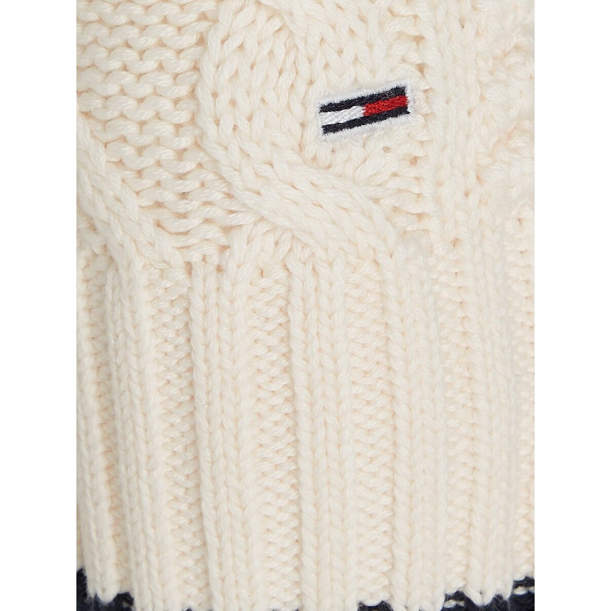 Cable Knit Cropped Jumper in Cotton Mix off-white, TOMMY JEANS