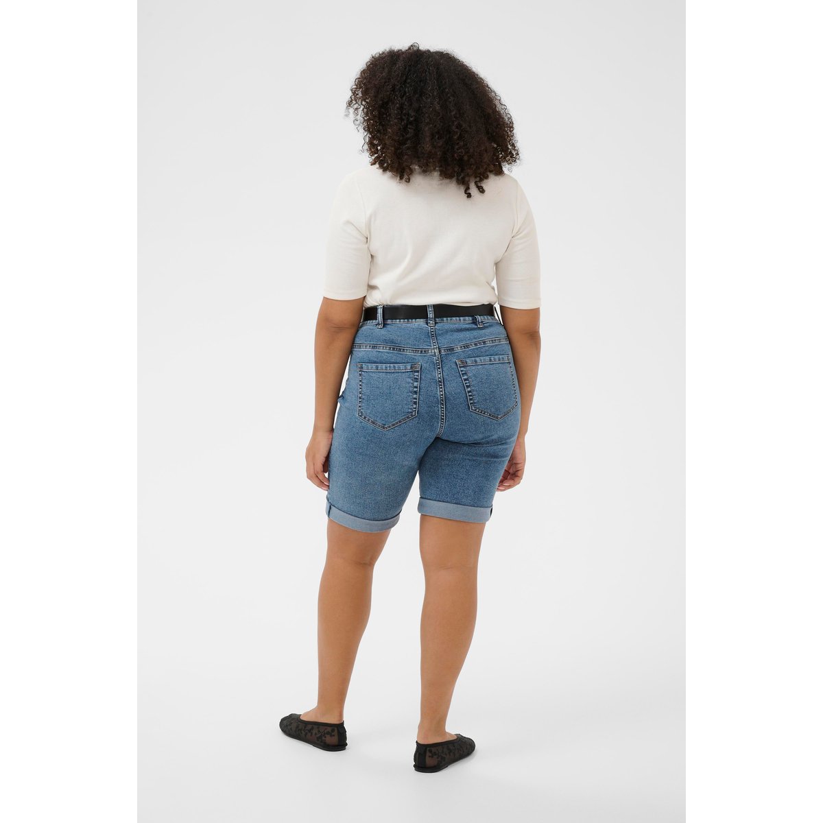 Shorts en jean bleu washed blue denim, KAFFE CURVE