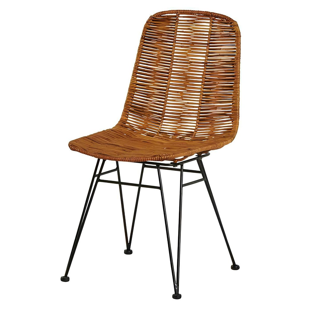 Chaise en rotin naturel pieds métal noir (lot de 2) CANADA bois naturel, PIER IMPORT