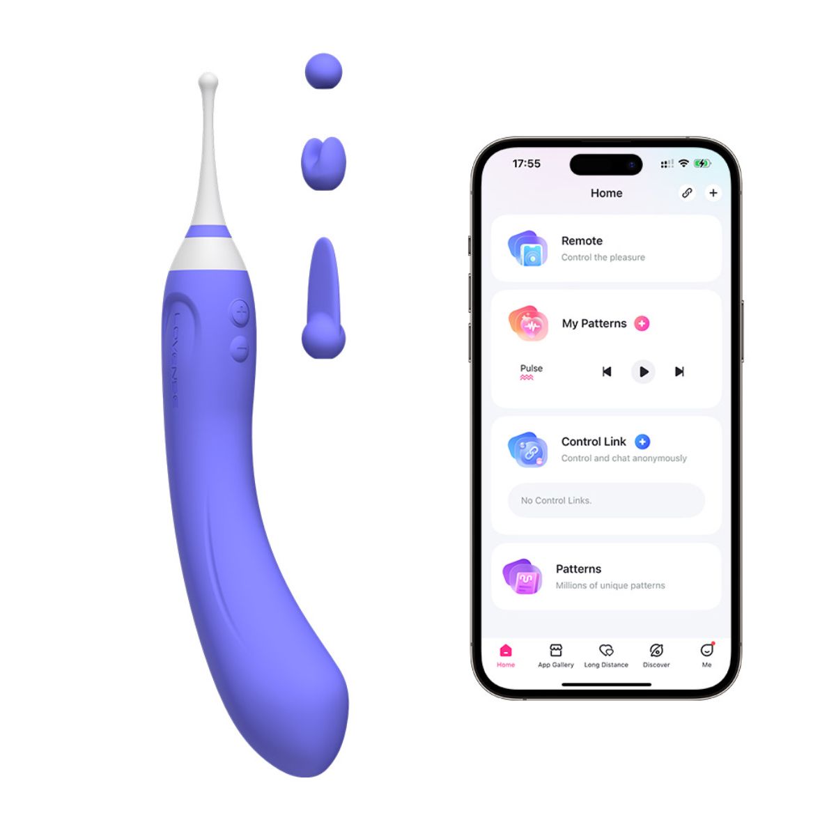Vibromasseur clitoridien et pour point G avec deux extrémit HYPHY violet, LOVENSE