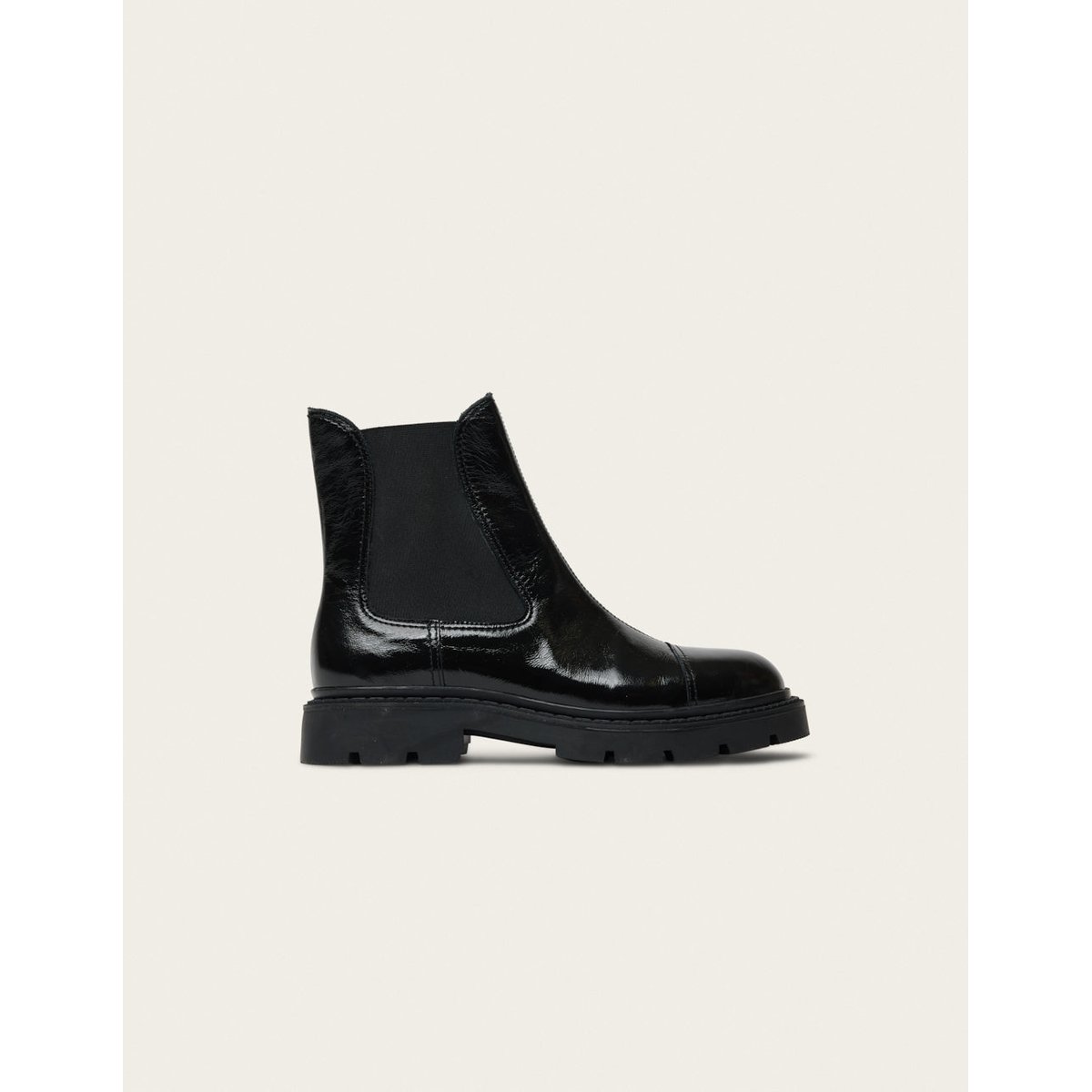 Bottines KARI cuir plissé verni noir, ODAJE