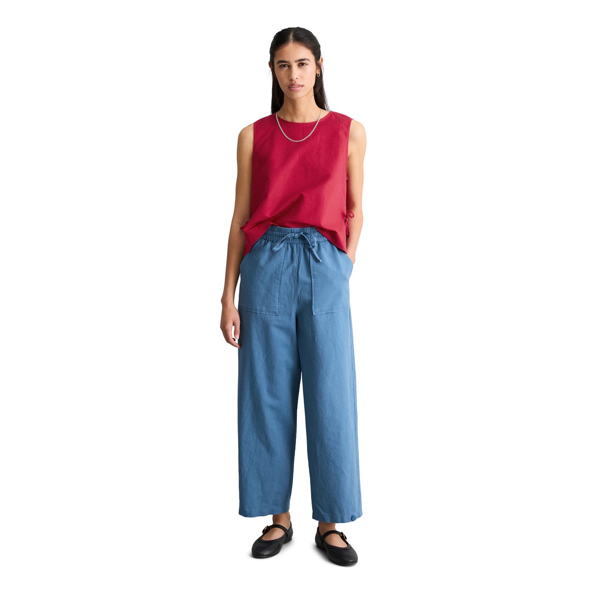 Short régulier en mélange de lin et de coton bleu moyen, MARC O’POLO DENIM
