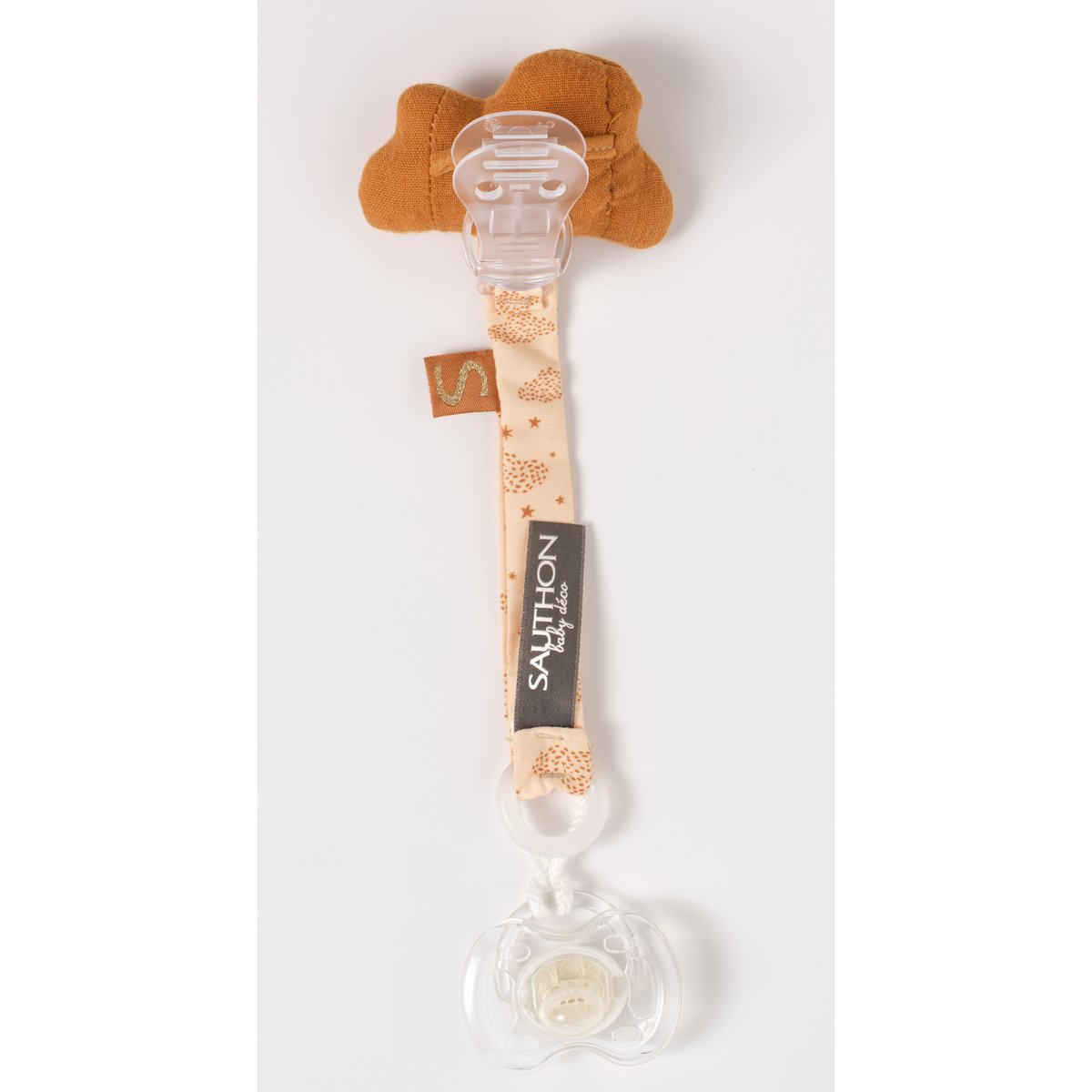 Attache sucette ORSINO orange, écru, SAUTHON