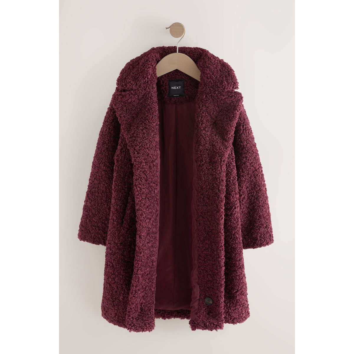 Manteau en peau lainée prune, NEXT