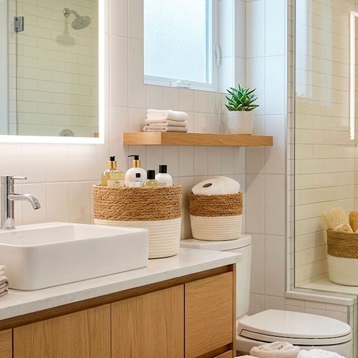Set de 4 paniers ronds tressés en jacinthe d'eau blancs blanc, WADIGA