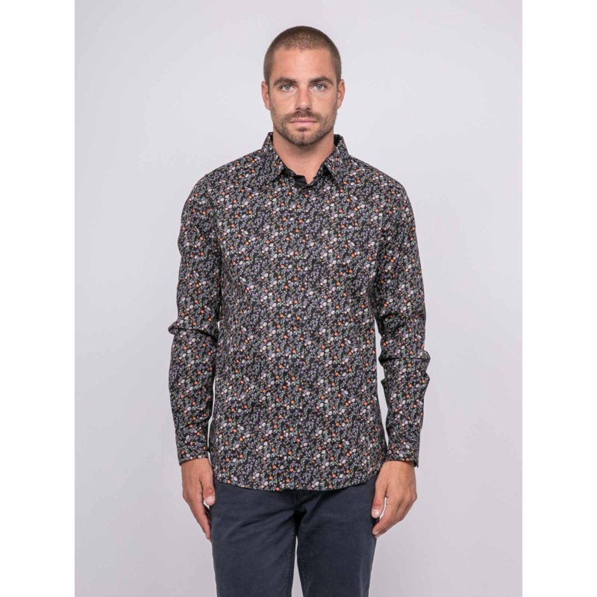 Chemise Imprimée Floral Tivertar noir, RITCHIE