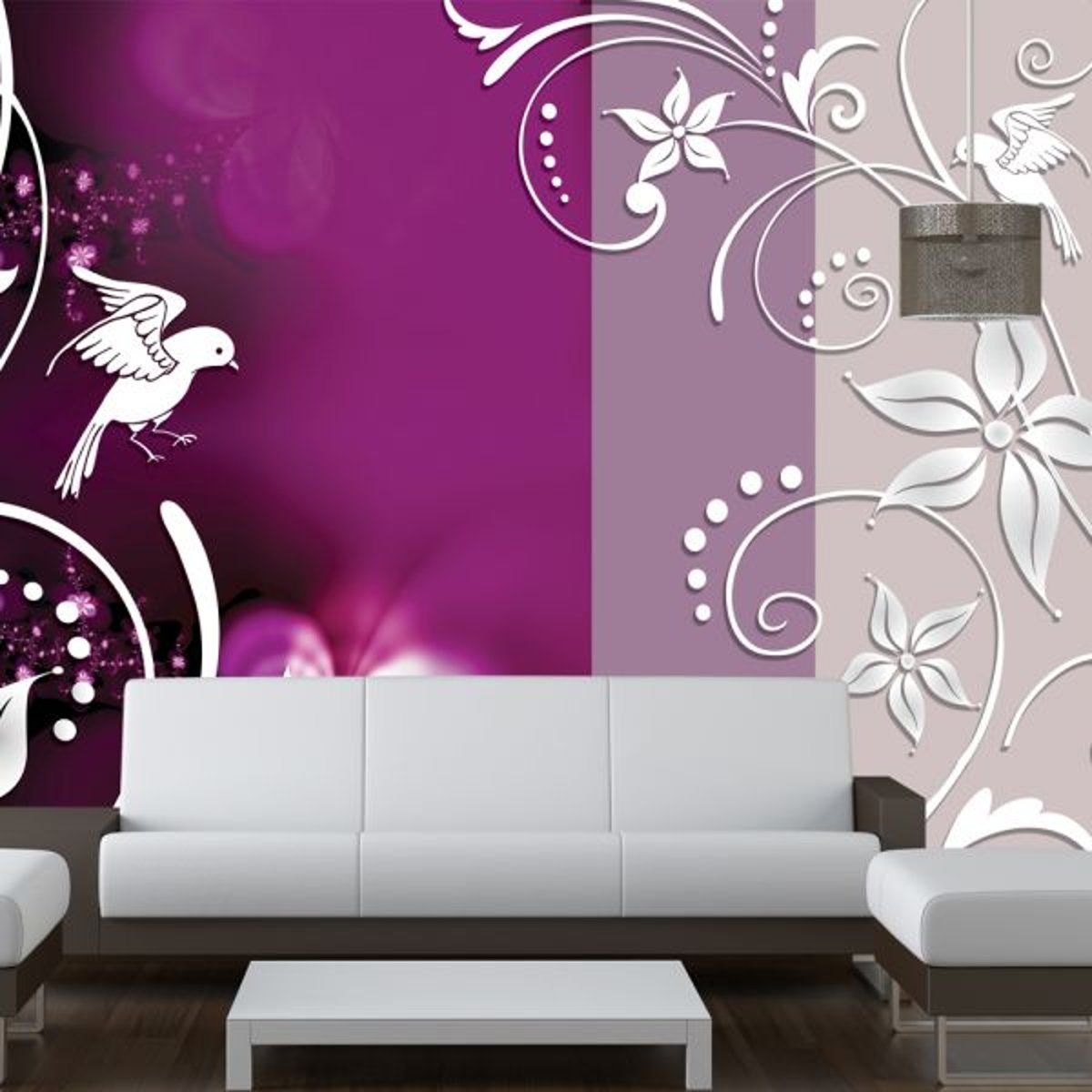 Papier peint intissé panoramique Floral fantasy blanc, EDEN